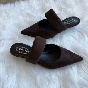 Scoop Dark Brown heeled Mules slides  for Women shoes